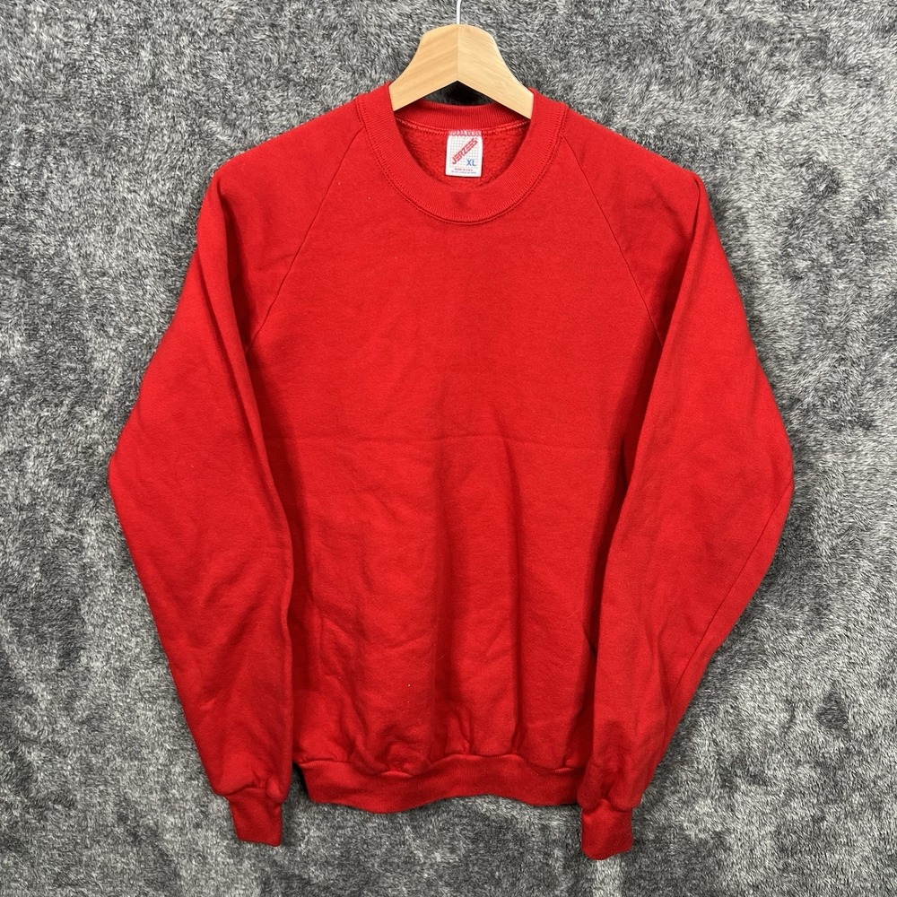 Vintage 90's Jerzees Red Blank Sweatshirt Womens Size XL Made In USA